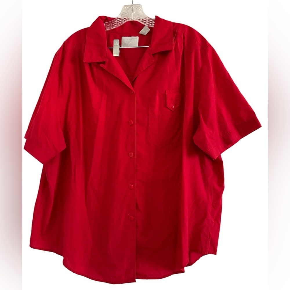 JUST FOR WOMEN Red Secretary Solid ButtonUp Shirt Blouse Top-PLUS Size 22W